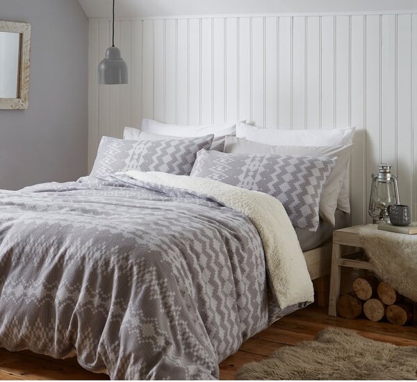 Biancheria da letto in pile grigio 200x200 cm Alpine - Catherine Lansfield