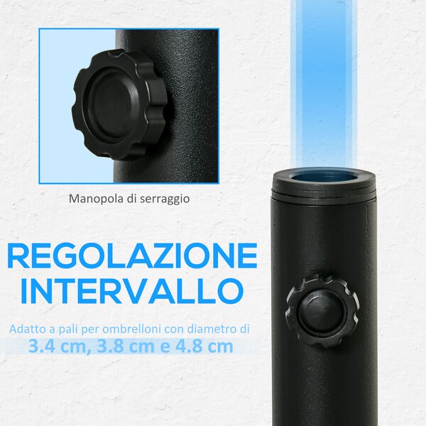 Outsunny Supporto per Ombrellone da Terrazza, Base per Ombrellone per Patio, Pontile, Giardino e Cortile, Nero | Aosom Italy
