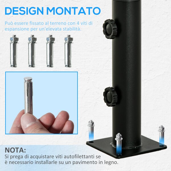 Outsunny Supporto per Ombrellone da Terrazza, Base per Ombrellone per Patio, Pontile, Giardino e Cortile, Nero | Aosom Italy