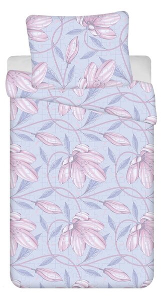 Lenzuola in crêpe azzurro e rosa per letto singolo 140x200 cm Orona - Jerry Fabrics
