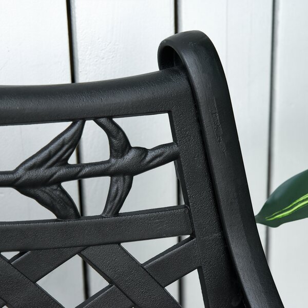 Outsunny Panchina da Giardino 2 Posti in Alluminio con Braccioli, Stile Rustico, 102,5x61x84 cm, Nero | Aosom Italy