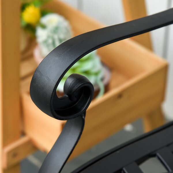 Outsunny Panchina da Giardino 2 Posti in Alluminio con Braccioli, Stile Rustico, 102,5x61x84 cm, Nero | Aosom Italy