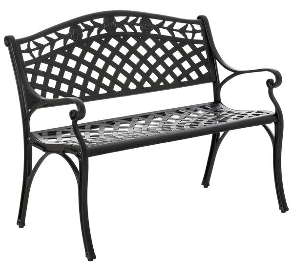 Outsunny Panchina da Giardino 2 Posti in Alluminio con Braccioli, Stile Rustico, 102,5x61x84 cm, Nero | Aosom Italy
