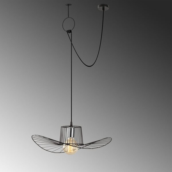 Lampadario nero con paralume in metallo ø 50 cm Tel – Opviq lights
