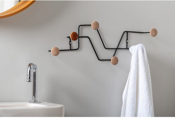 Appendiabiti da parete in metallo nero Zig Zag - PT LIVING