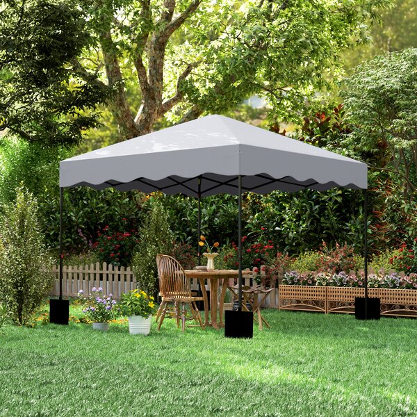 Outsunny Gazebo Pieghevole 3x3 m, Tenda da Giardino con Altezza Regolabile, Borsa e Ruote, per Giardino e Terrazza, in Metallo e Tessuto, Grigio Chiaro | Aosom Italy