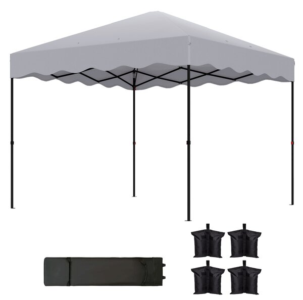 Outsunny Gazebo Pieghevole 3x3 m, Tenda da Giardino con Altezza Regolabile, Borsa e Ruote, per Giardino e Terrazza, in Metallo e Tessuto, Grigio Chiaro | Aosom Italy