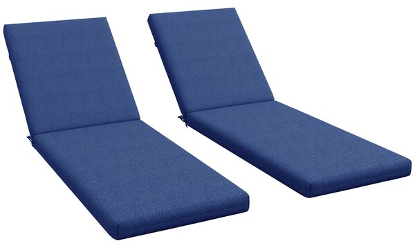 Outsunny Set da 2 Materassini per Lettino Prendisole con Cinghie di Fissaggio per Giardino, Blu | Aosom Italy