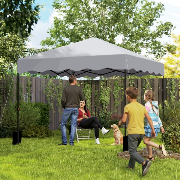 Outsunny Gazebo Pieghevole 3x3 m, Tenda da Giardino con Altezza Regolabile, Borsa e Ruote, per Giardino e Terrazza, in Metallo e Tessuto, Grigio Chiaro | Aosom Italy