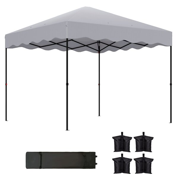 Outsunny Gazebo Pieghevole 3x3 m, Tenda da Giardino con Altezza Regolabile, Borsa e Ruote, per Giardino e Terrazza, in Metallo e Tessuto, Grigio Chiaro | Aosom Italy