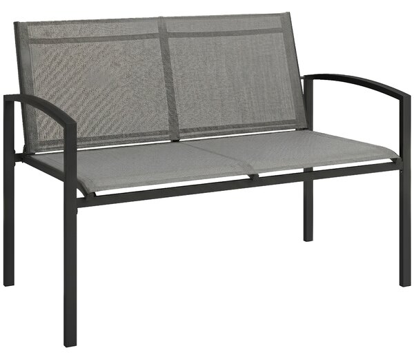 Outsunny panca da giardino in metallo, 2 posti, tessuto traspirante Texteline, colore grigio. | Aosom Italy
