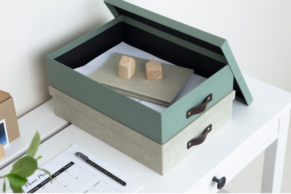 Organizer verde in cartone per documenti Oskar Canvas Paper Laminate – Bigso
