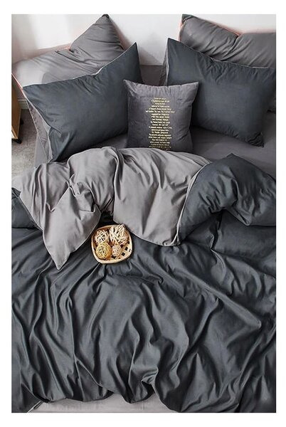 Biancheria da letto singola/estesa in cotone grigio-antracite con lenzuolo 160x220 cm - Mila Home