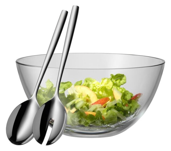 Set di insalatiere in vetro con 2 posate in acciaio inox Taverno - WMF