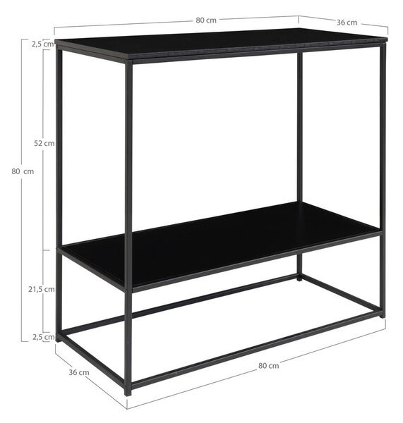 Consolle nera con piano nero 80x36 cm Vita - House Nordic