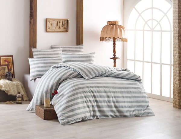 Biancheria da letto matrimoniale bianca/grigia 200x200 cm Hook - Mijolnir