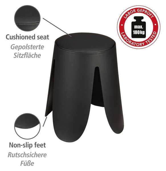 Sgabello in plastica nera Comiso - Wenko