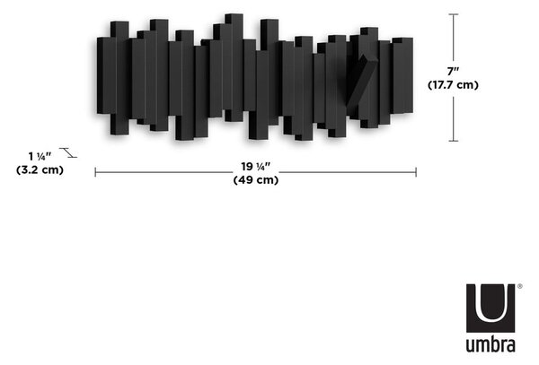 Appendiabiti da parete in plastica nera Sticks - Umbra