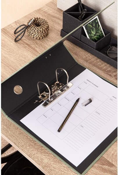 Organizer verde in cartone per documenti Archie Canvas Paper Laminate – Bigso