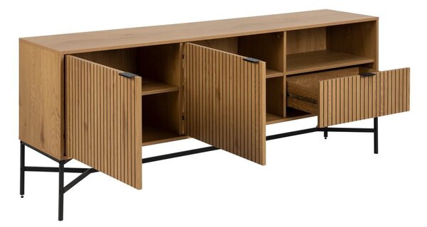 Cassettiera bassa in rovere decorato in colore naturale 180x70 cm Jaipur - Actona