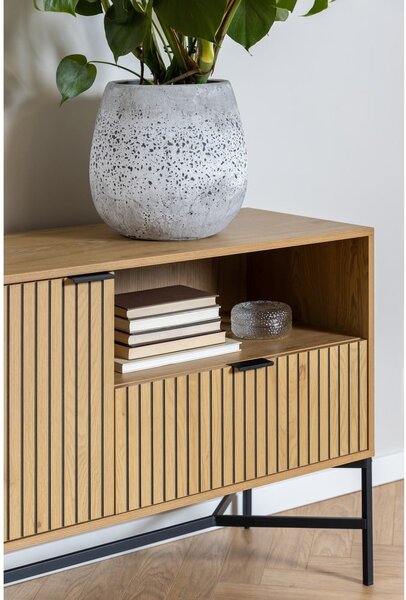 Cassettiera bassa in rovere decorato in colore naturale 180x70 cm Jaipur - Actona