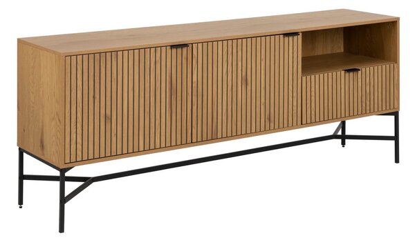 Cassettiera bassa in rovere decorato in colore naturale 180x70 cm Jaipur - Actona