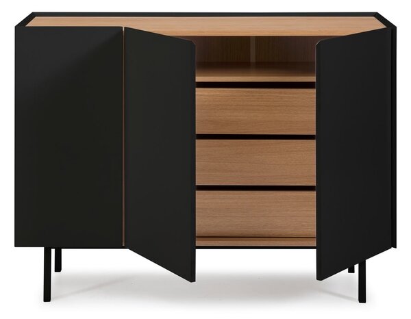 Cassettiera bassa in rovere decorato in nero-naturale 110x85 cm Arista - Teulat