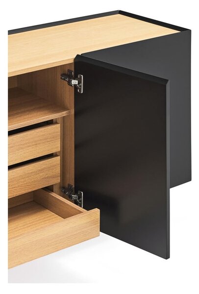 Cassettiera bassa nera effetto rovere 165x78 cm Arista - Teulat
