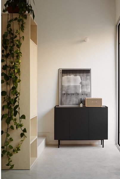 Cassettiera bassa in rovere decorato in nero-naturale 110x85 cm Arista - Teulat
