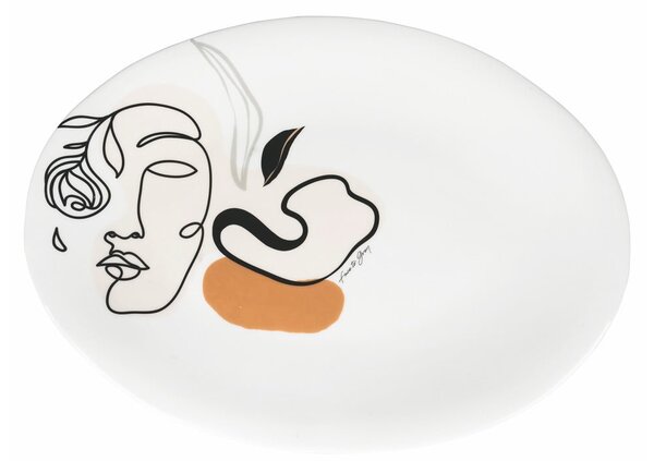 Piatto da portata in ceramica , 38 x 27,5 cm Face to Grey - VDE Tivoli 1996