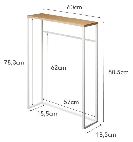Consolle bianca e marrone chiaro 18,5x60 cm Tower - YAMAZAKI