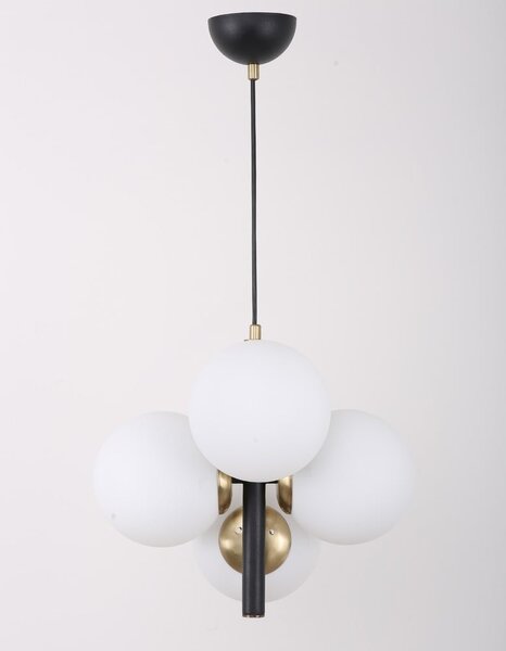 Lampada a sospensione bianca e nera con paralume in vetro ø 15 cm Forte - Squid Lighting