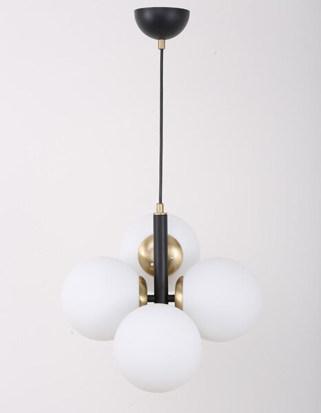 Lampada a sospensione bianca e nera con paralume in vetro ø 15 cm Forte - Squid Lighting