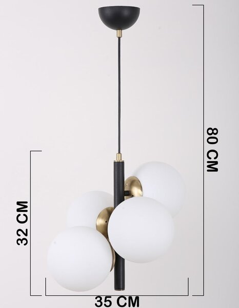 Lampada a sospensione bianca e nera con paralume in vetro ø 15 cm Forte - Squid Lighting