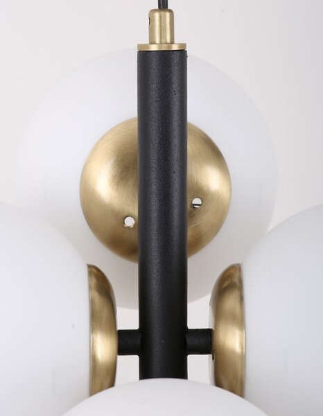 Lampada a sospensione bianca e nera con paralume in vetro ø 15 cm Forte - Squid Lighting