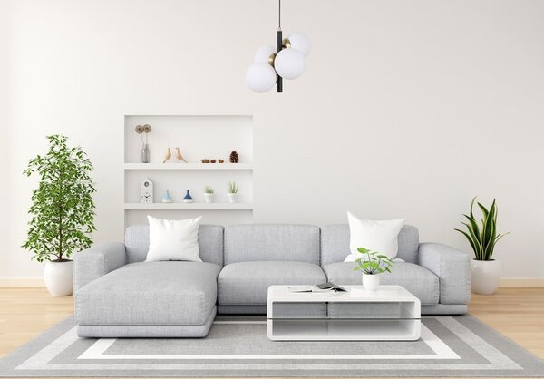 Lampada a sospensione bianca e nera con paralume in vetro ø 15 cm Forte - Squid Lighting