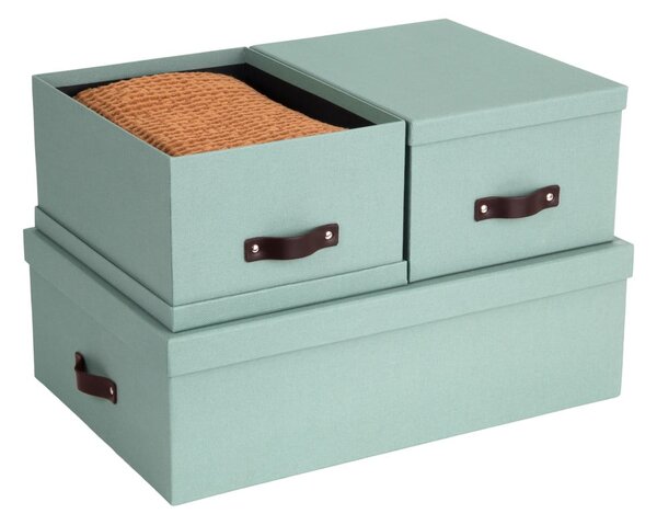Scatole di cartone con coperchio color menta in set di 3 31x47x15 cm Inge - Bigso Box of Sweden