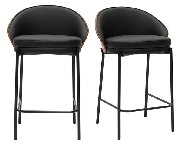 Sgabelli da bar neri, legno scuro e metallo H65 cm (set di 2) TUCSON