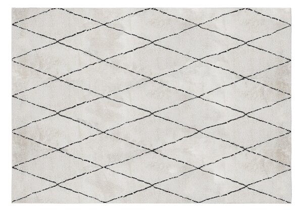 Tappeto rettangolare con motivi a losanghe neri 200 x 300 cm SILAN