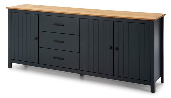 Cassettiera bassa blu scuro in legno di pino 190x80 cm Miranda - Marckeric