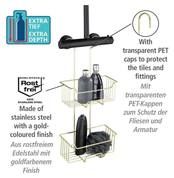 Mensola da bagno sospesa in acciaio inox color oro Milo - Wenko