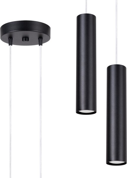 Sollux SL.1869 - Sospensione a cavo LAGOS 2xGU10/10W/230V nero