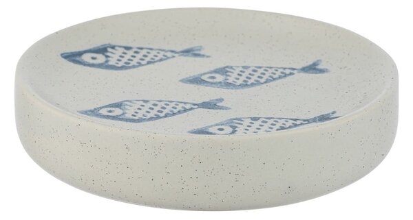 Portasapone in ceramica bianca e blu Aquamarin - Wenko
