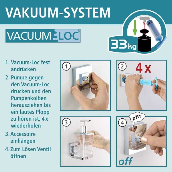 Set di accessori da bagno autoportanti color argento in plastica lucido Quadro - Wenko