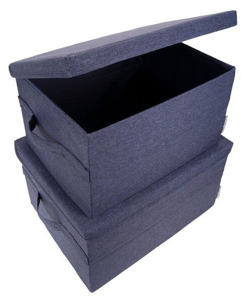 Scatola con coperchio blu in tessuto 40x30x22 cm Soft Storage – Bigso