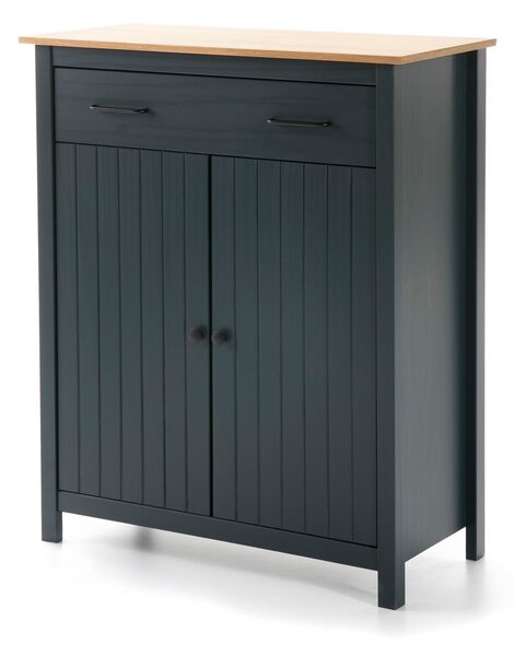Cassettiera alta blu scuro in legno di pino 90x110 cm Miranda - Marckeric