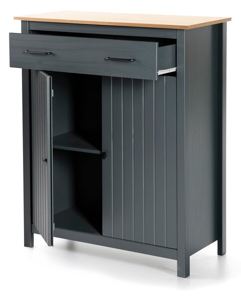 Cassettiera alta blu scuro in legno di pino 90x110 cm Miranda - Marckeric