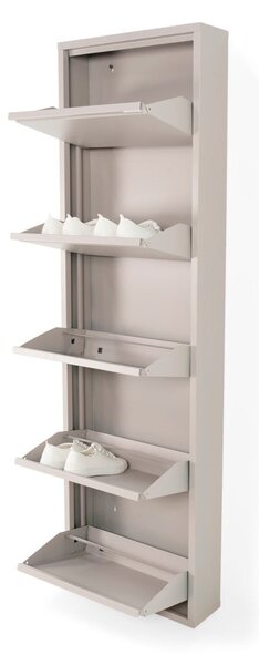 Scarpiera grigio tortora in metallo con ante ribaltabili 50x169x15 cm Billy – Spinder Design