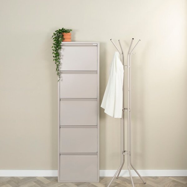 Scarpiera grigio tortora in metallo con ante ribaltabili 50x169x15 cm Billy – Spinder Design