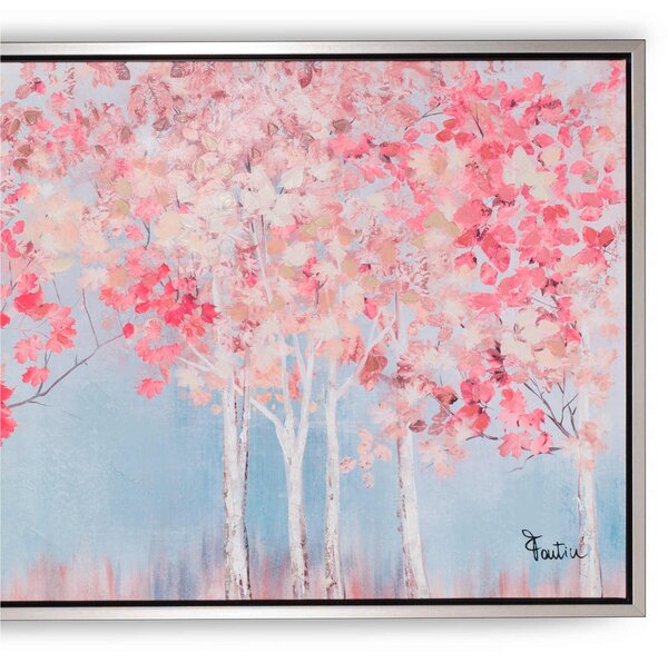 Quadro da parete, quadro con cornice BETULLE ORIZZONTALI 120x70x1,6 cm orizzontale pannello in legno colore ARGENTO disegnato su tela a rilievo